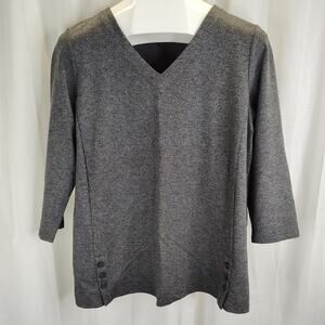 J. Jill Wherever Collection 3/4 Sleeve V-Neck Gray Melange Top, M